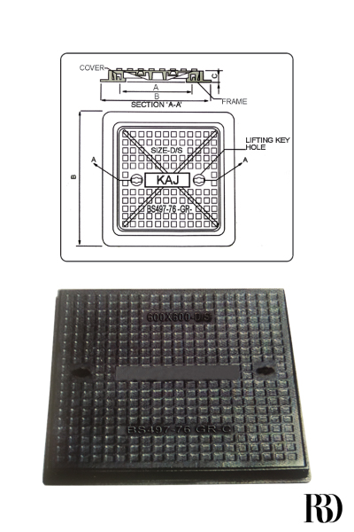 Cast iron single seal solid top manhole cover